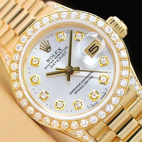 womens gold rolex diamond bezel